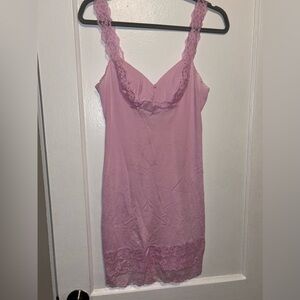 Vintage 70s Vanity Fair Mini Lace Lingerie Pink Slip 34 XS/S